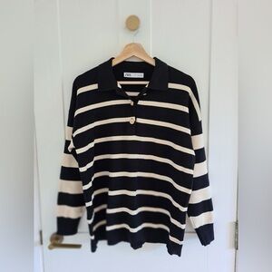 Zara Monochrome Striped Knit Top